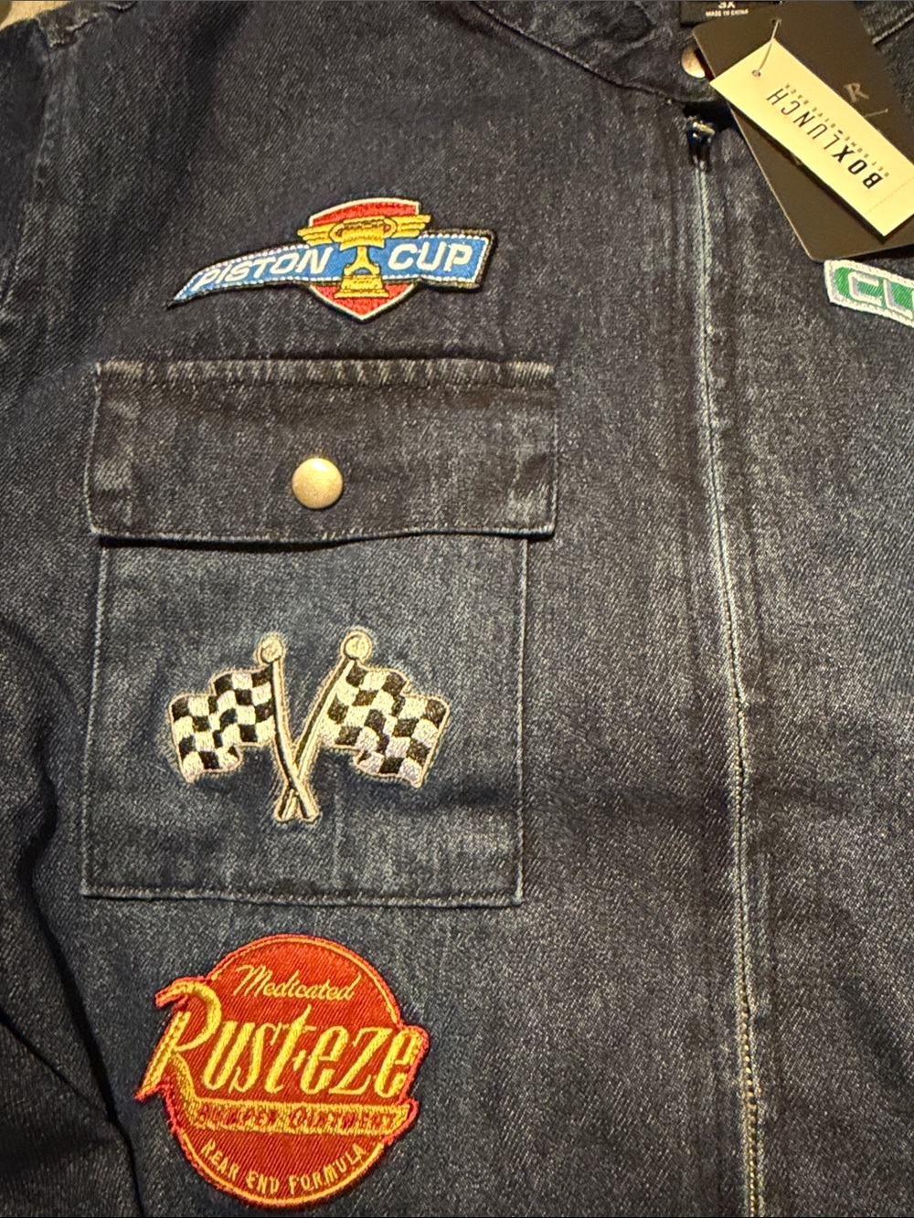Cars denim crop moto plus size jacket - Picture 4 of 5